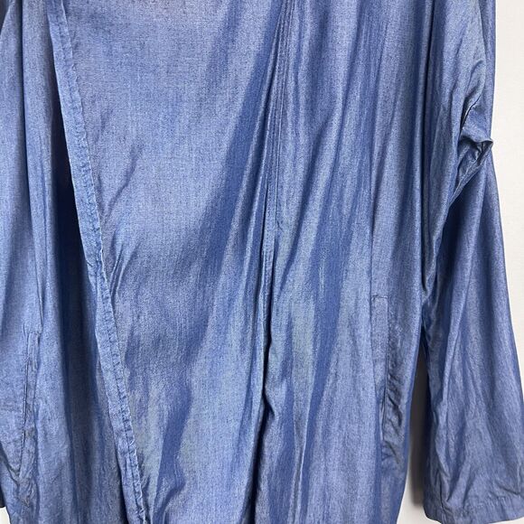 ASTR the Label Women Open Front Chambray Cardigan Jacket Large Blue Lagenlook - Picture 3 of 11